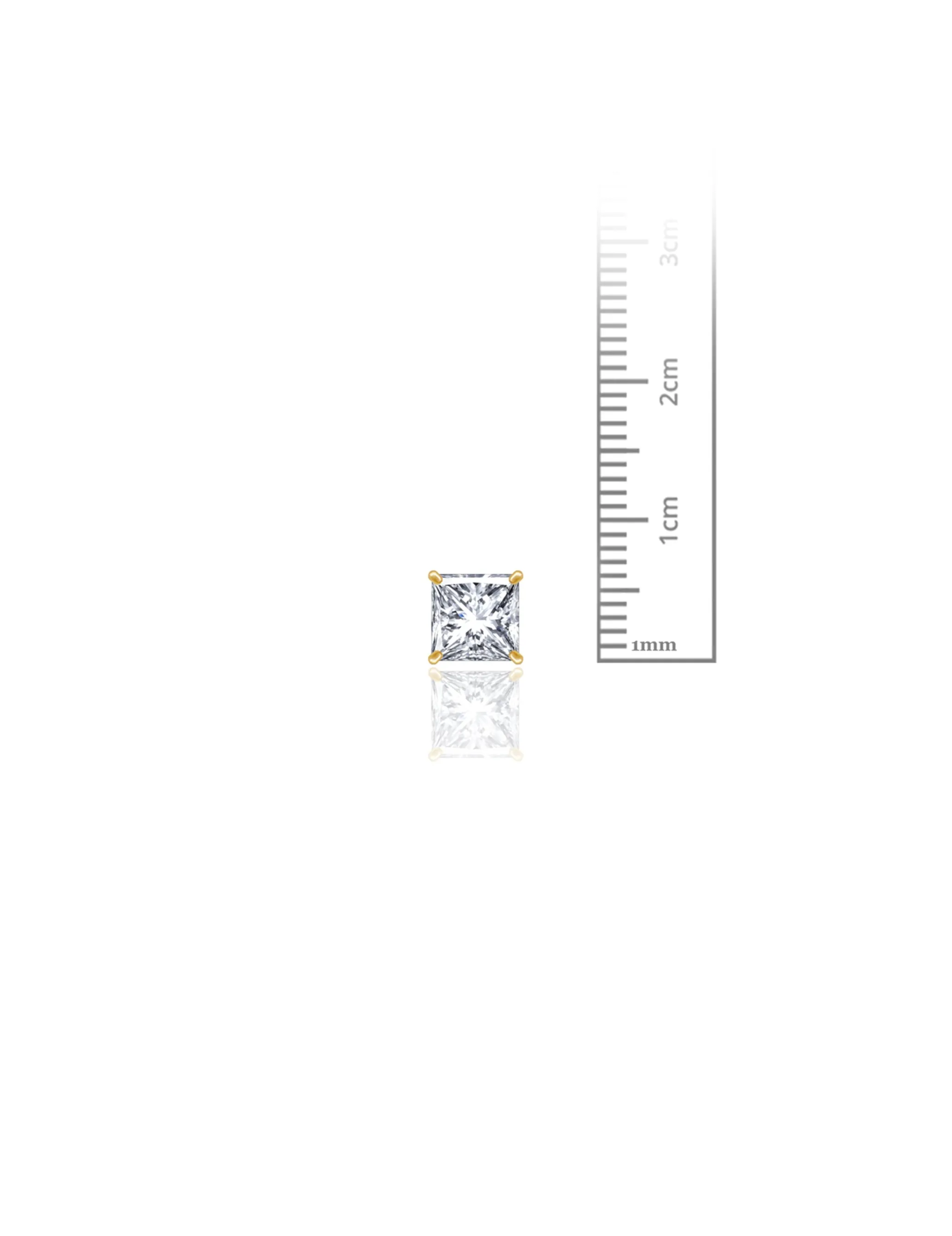 14K Yellow Gold 6MM Square CZ Pushback Stud Earrings