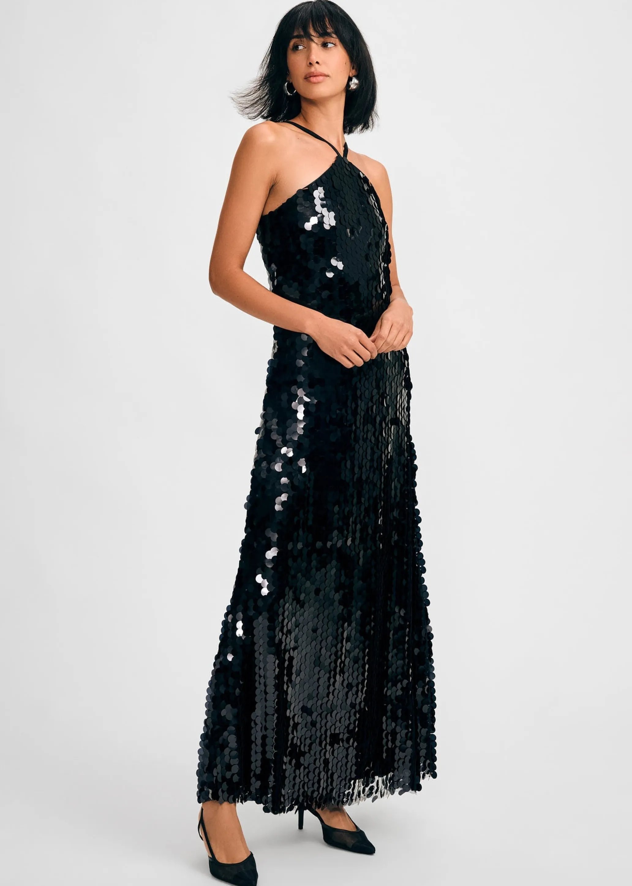 Paillette Halter Maxi Dress