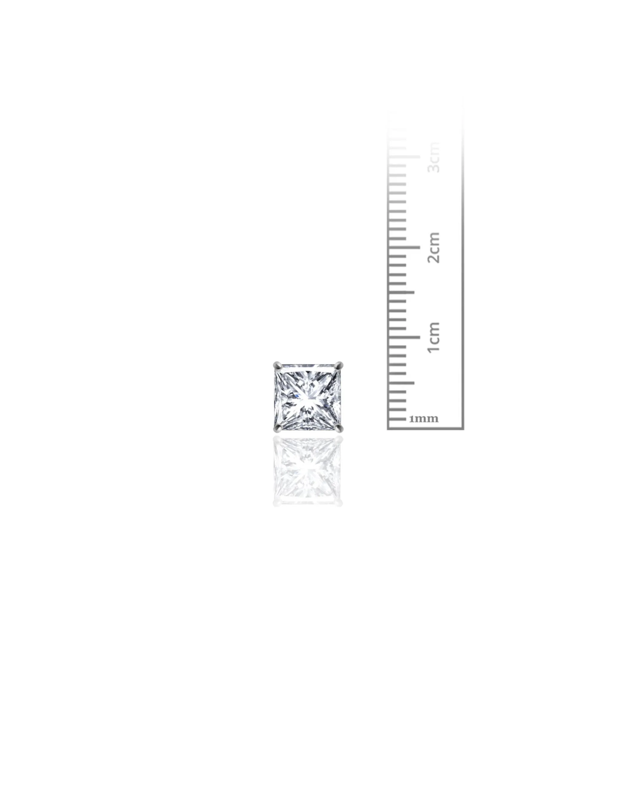 14K White Gold 7MM Square CZ Screwback Stud Earrings