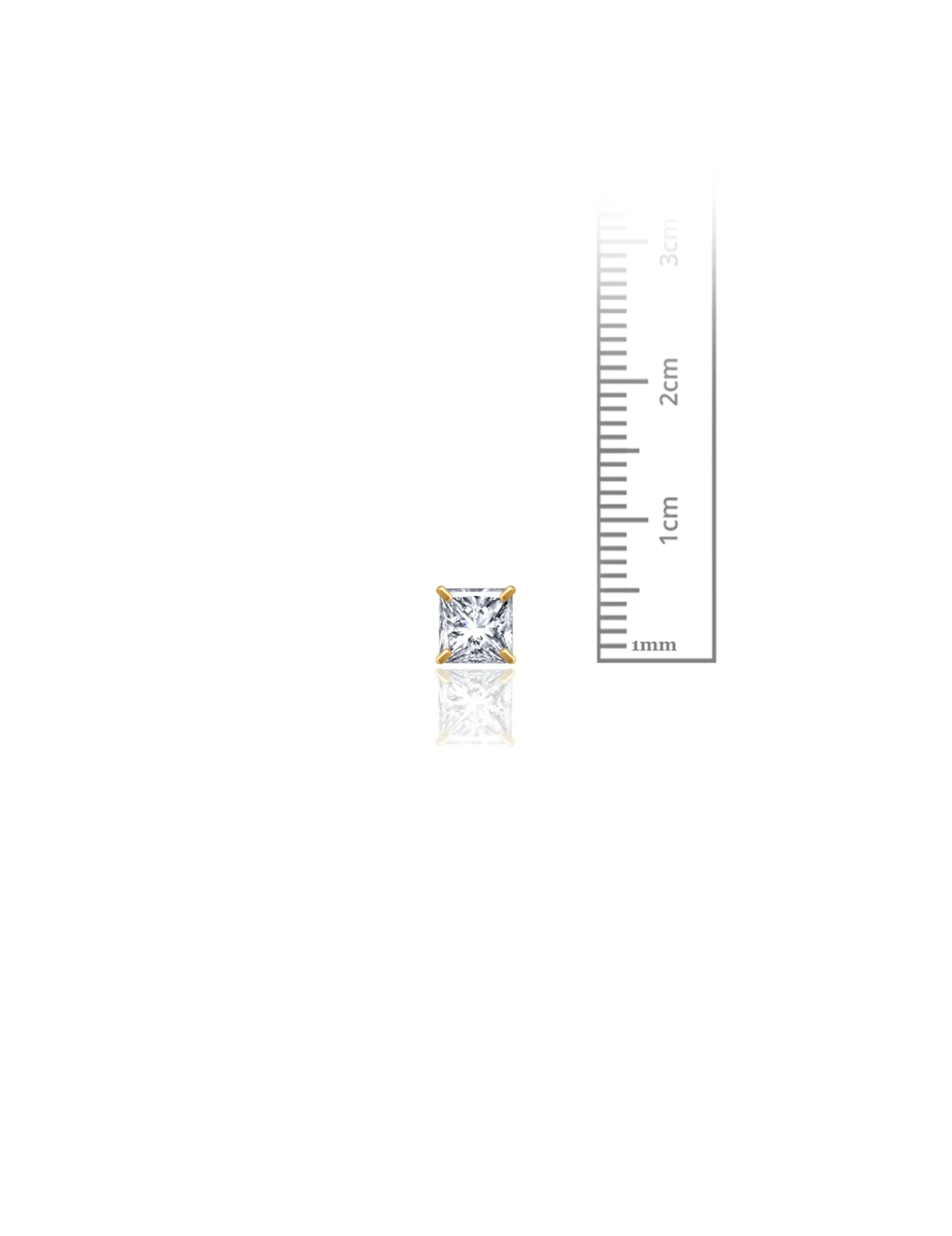 14K Yellow Gold 5MM Square CZ Screwback Stud Earrings