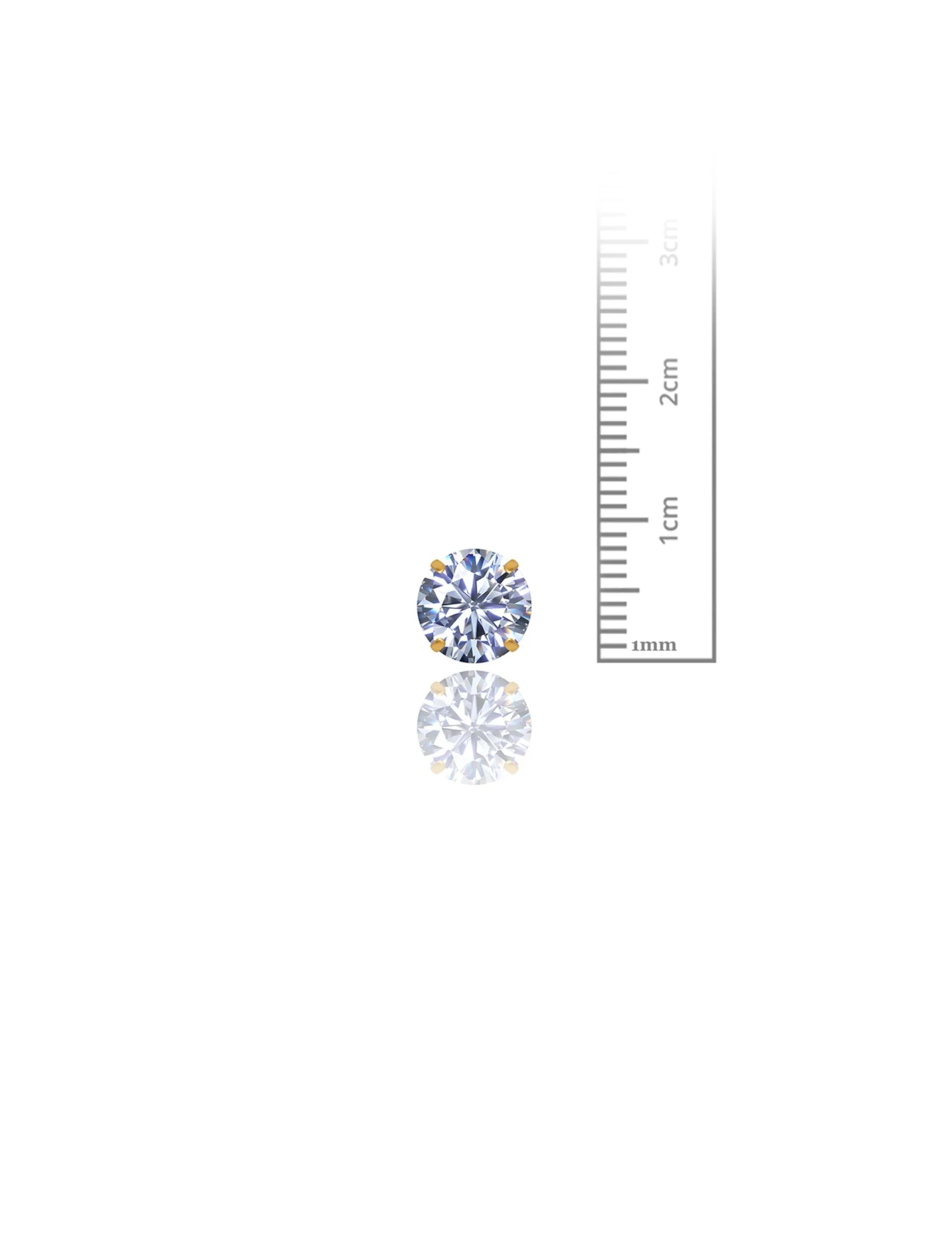 14K Yellow Gold 8MM Round CZ Screwback Stud Earrings