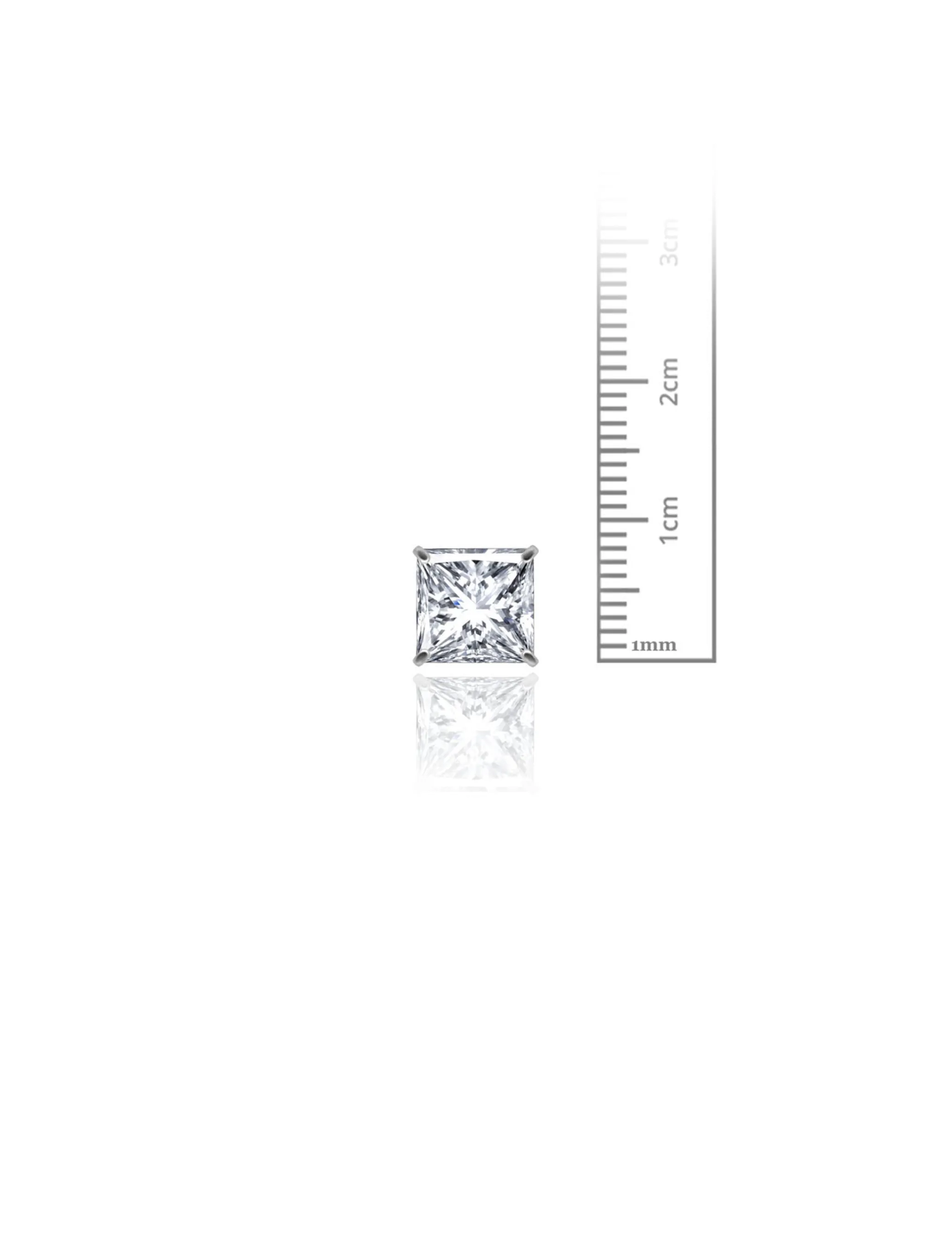 14K White Gold 8MM Square CZ Screwback Stud Earrings