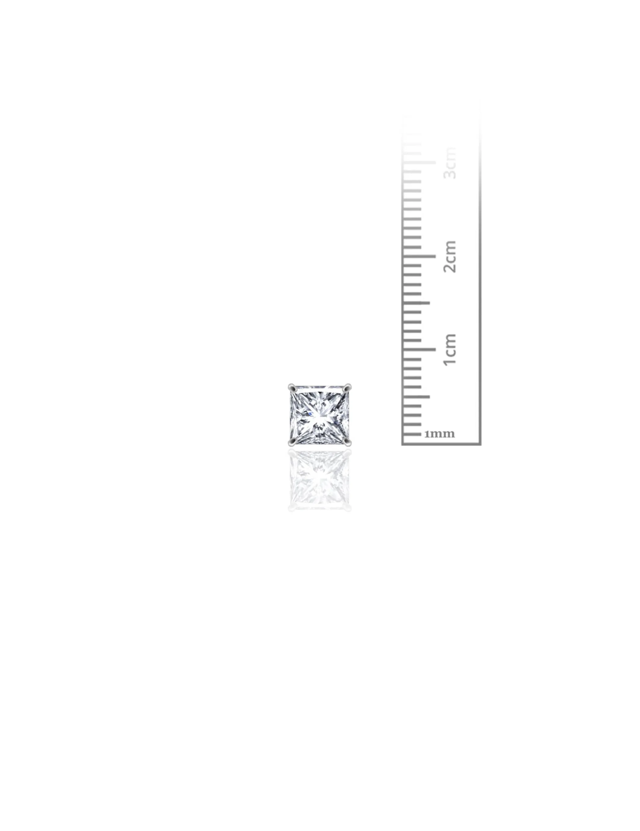 14K White Gold 6MM Square CZ Pushback Stud Earrings