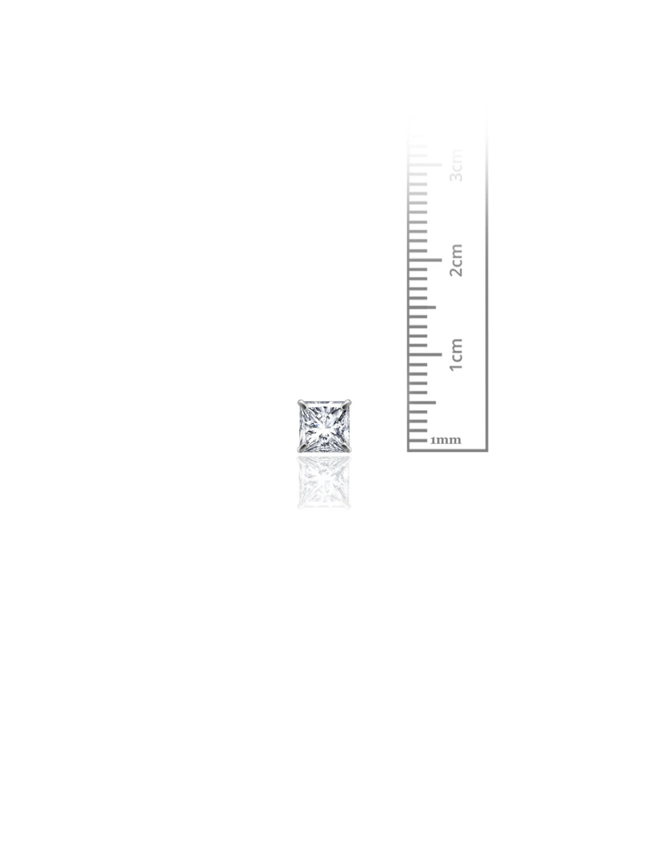 14K White Gold 5MM Square CZ Screwback Stud Earrings