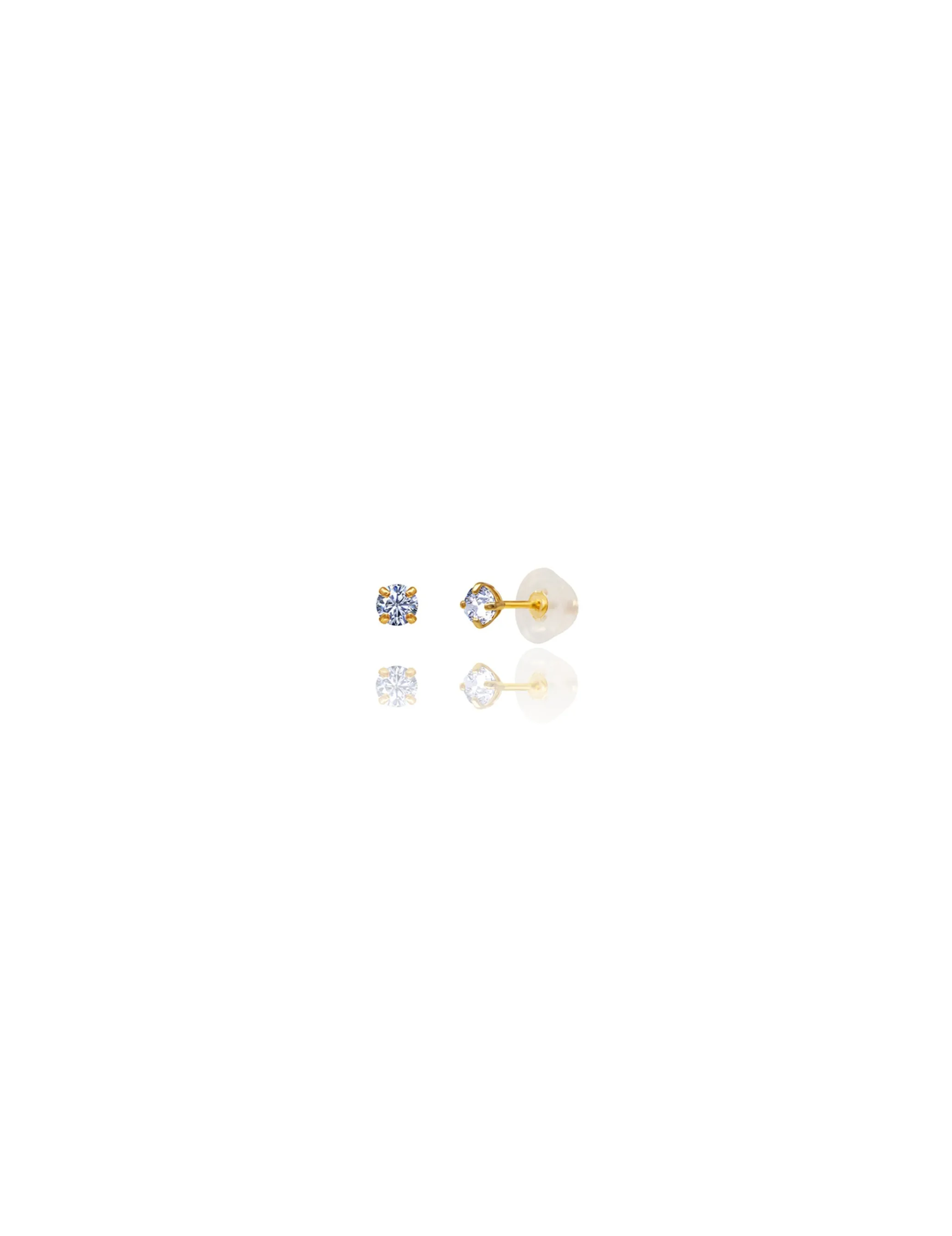 14K Yellow Gold 2MM Round CZ Pushback Stud Earrings