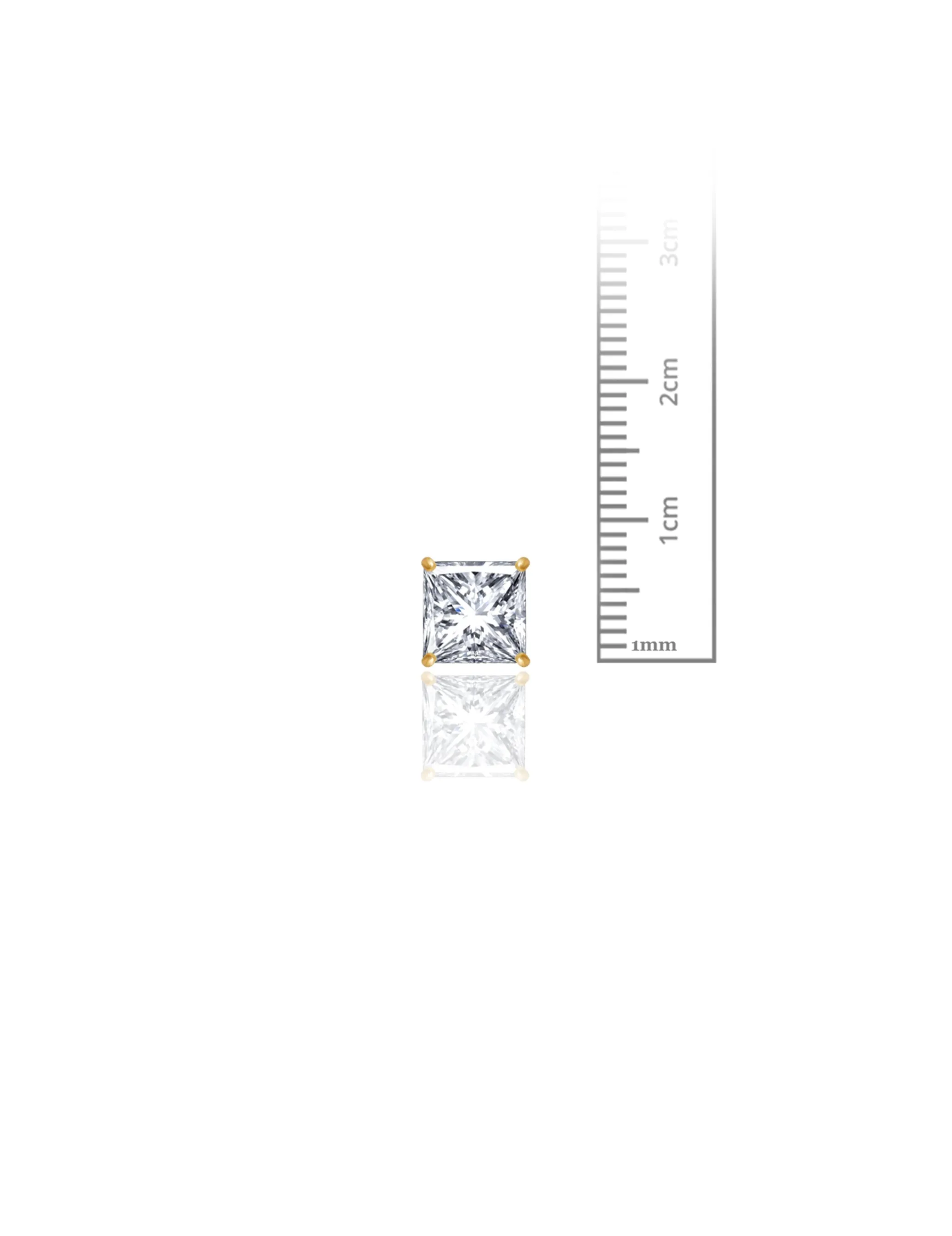 14K Yellow Gold 7MM Square CZ Screwback Stud Earrings