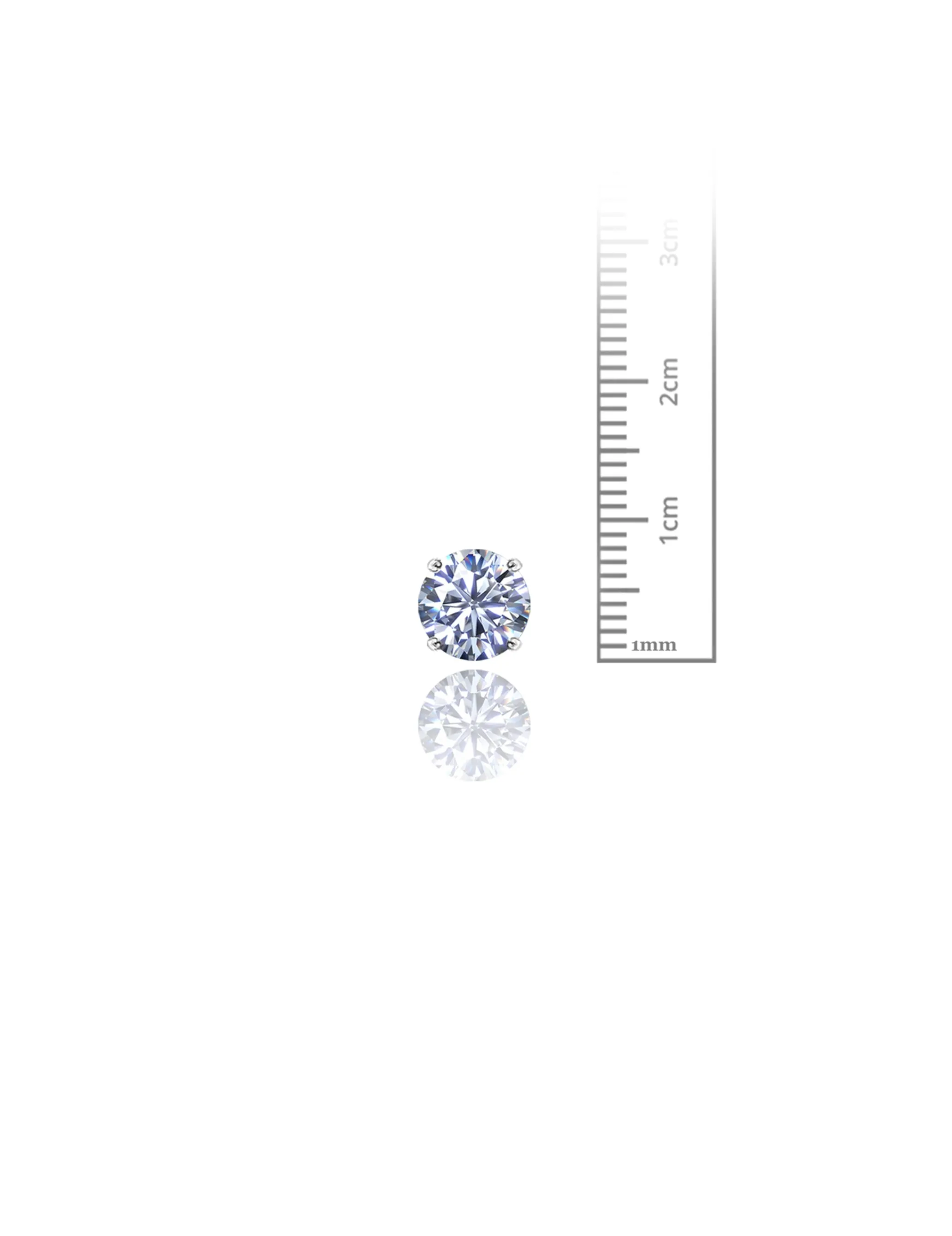 14K White Gold 8MM Round CZ Pushback Stud Earrings