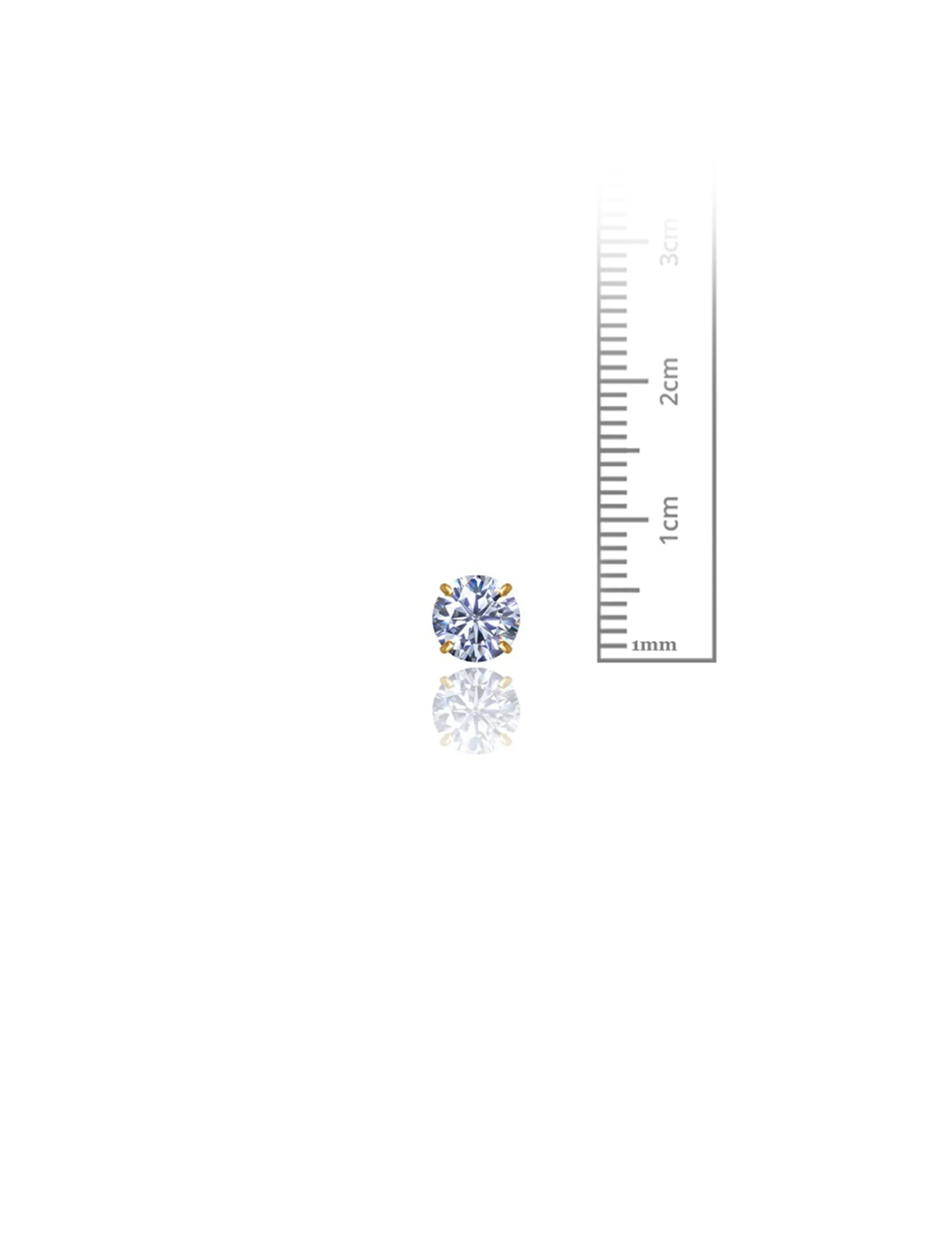 14K Yellow Gold 6MM Round CZ Screwback Stud Earrings