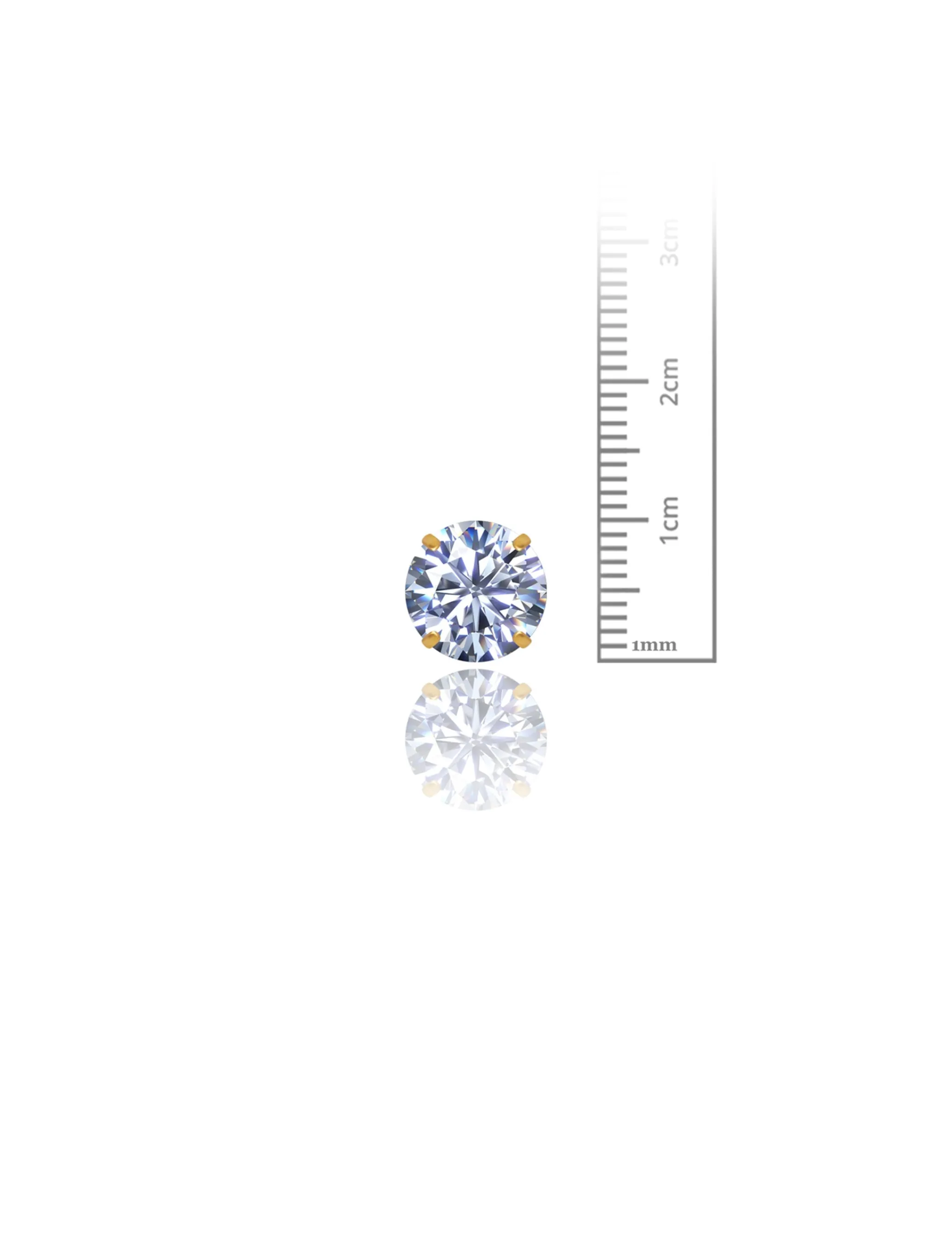 14K Yellow Gold 10MM Round CZ Pushback Stud Earrings