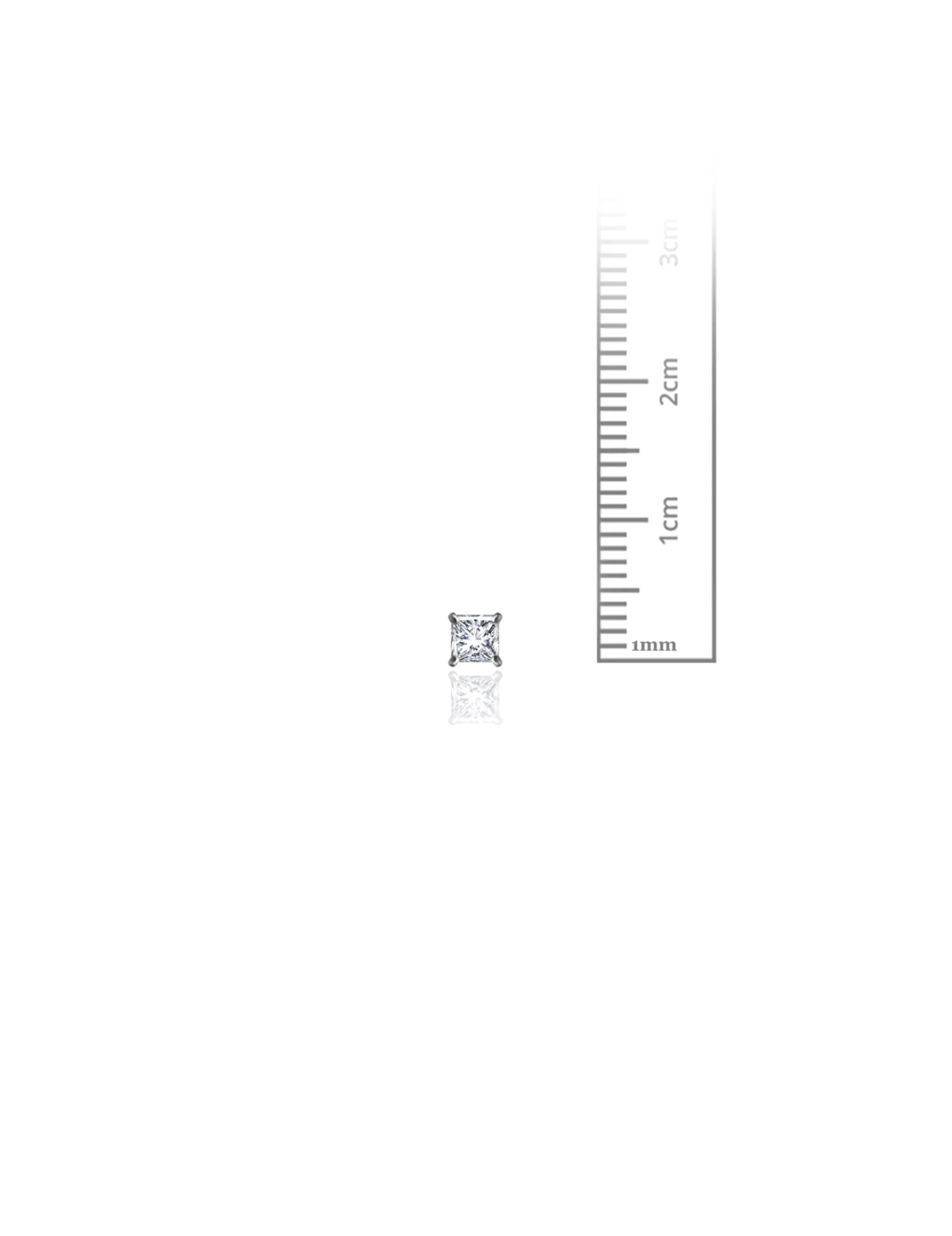 14K White Gold 3MM Square CZ Pushback Stud Earrings