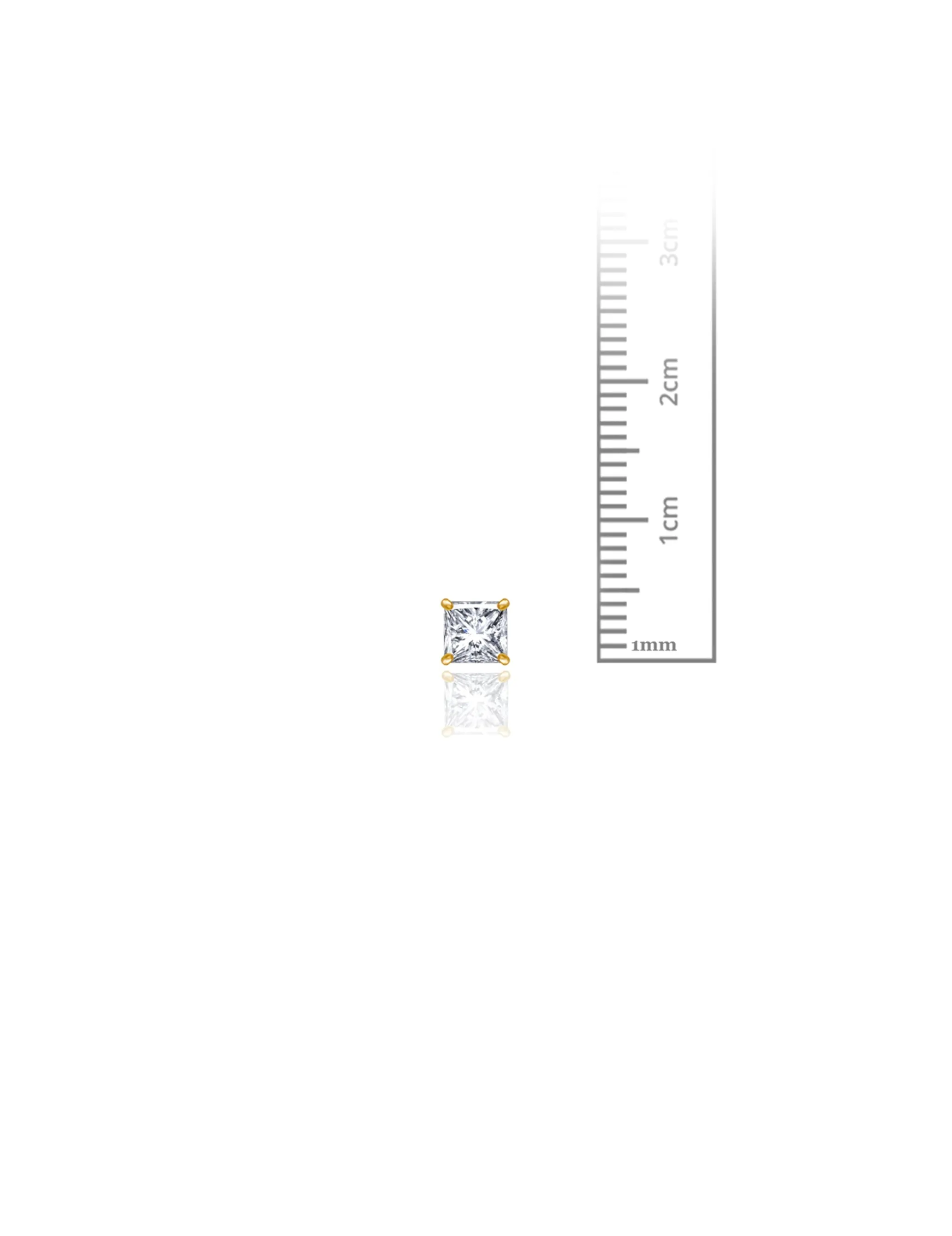 14K Yellow Gold 4MM Square CZ Screwback Stud Earrings